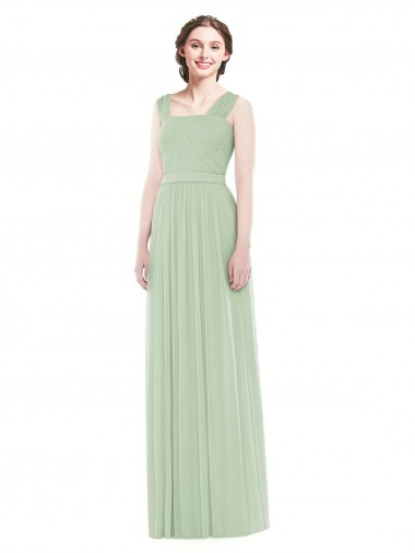 Shop Sleeveless Chiffon Long Bridesmaid Dress with Shoulder Straps Calgary