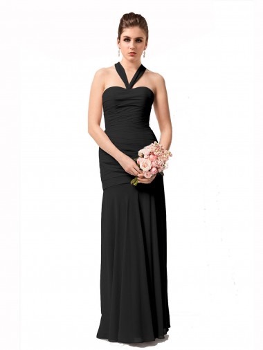 Shop Long Halter Chiffon Bridesmaid Dress with Dropped Waist Calgary