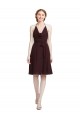 Short Knee Length Chiffon Bridesmaids Dress with Halter Cowl Neck