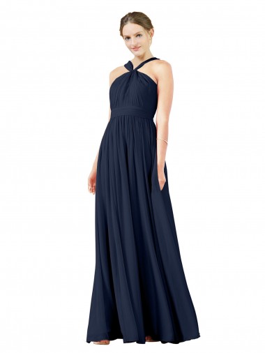 Shop High V-Neck Floor Length Chiffon Bridesmaid Dress Calgary