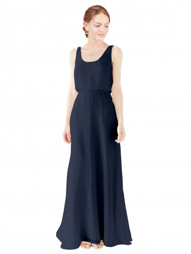 Shop Scoop Neckline Fitted Long Chiffon Bridesmaid Dress Open Back Calgary