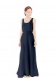 Scoop Neckline Fitted Long Chiffon Bridesmaid Dress Open Back