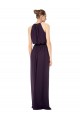 High Neck Long Chiffon Halter Bridesmaid Dress with Drape Chiffon Overlay