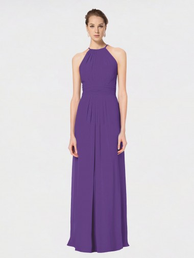 Shop Long Chiffon Spaghetti Strap Halter Bridesmaid Dress Calgary