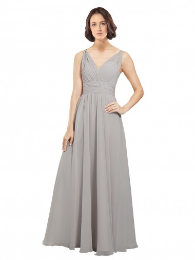 Shop Twist Shouder Full Chiffon Bridesmaids Dress with V-Neckline and V-Back Calgary