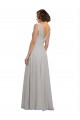 Twist Shouder Full Chiffon Bridesmaids Dress with V-Neckline and V-Back