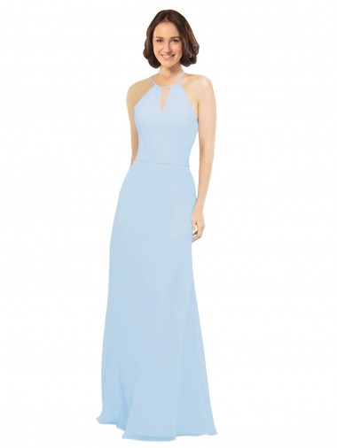 Shop Floor Length Chiffon Bridesmaids Dress with Front Keyhole Neckline Calgary
