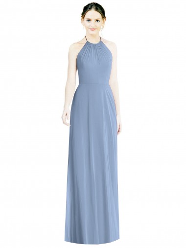 Shop Halter Neck Tie Back Long Chiffon Bridesmaid Dress Calgary