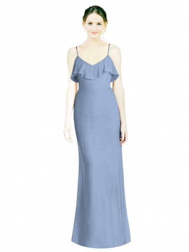 Shop Deep Open Back Long Chiffon V-Neck Bridesmaid Dress Calgary