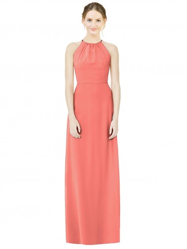 Shop Open Back Shirred Halter Chiffon Bridesmaid Dress Calgary
