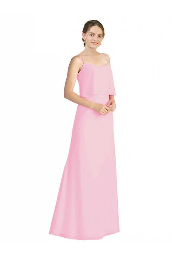 Spaghetti Straps A-Line Chiffon Bridesmaid Dress Low Back