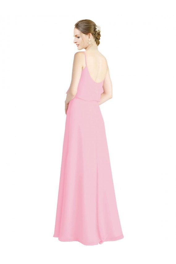 Spaghetti Straps A-Line Chiffon Bridesmaid Dress Low Back