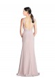 Long Slim Chiffon Bridesmaid Dress with Ruffled Waist and Keyhole