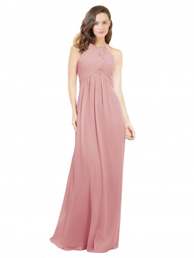 Shop Chiffon Bridesmaids Dress with Draped Bodice and Keyhole Back Calgary