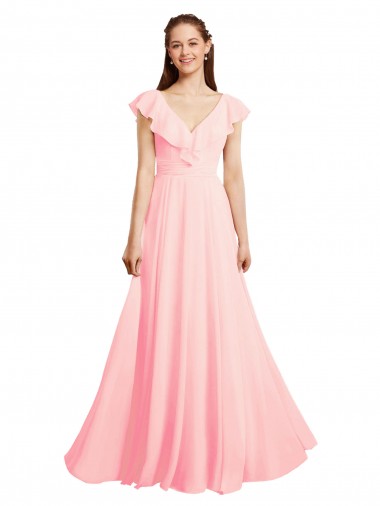 Shop Chiffon A-Line Dress with Full Circle Skirt and Gathered Waistband Calgary