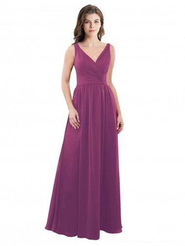 Shop Long Chiffon A-Line Bridesmaid Dress with V-Neck Wrap Bodice Calgary