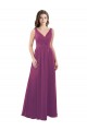 Long Chiffon A-Line Bridesmaid Dress with V-Neck Wrap Bodice