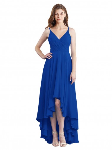 Shop Draped High Low Chiffon Bridesmaid Dress with Cross Over Bodice Calgary