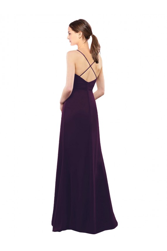 Floor Length A-Line Chiffon Bridesmaid Dress with Criss Cross Back