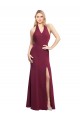 Chiffon Mermaid Bridesmaid Dress with Back Tie Halter Straps and Side Slit