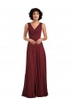Sleeveless V-Neck Pleated Chiffon Bridesmaid Dress