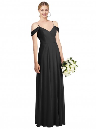 Shop Cold-Shoulder V-Back Chiffon Maxi Bridesmaid Dress Calgary
