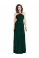 Draped Halter Neck Long Chiffon Bridesmaid Dress with Low Back