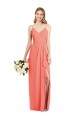 Spaghetti Strap Draped Skirt Chiffon Bridesmaid Dress with Front Slit