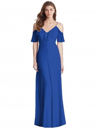 Shop Ruffled Cold-Shoulder Chiffon Maxi Bridesmaid Dress Calgary