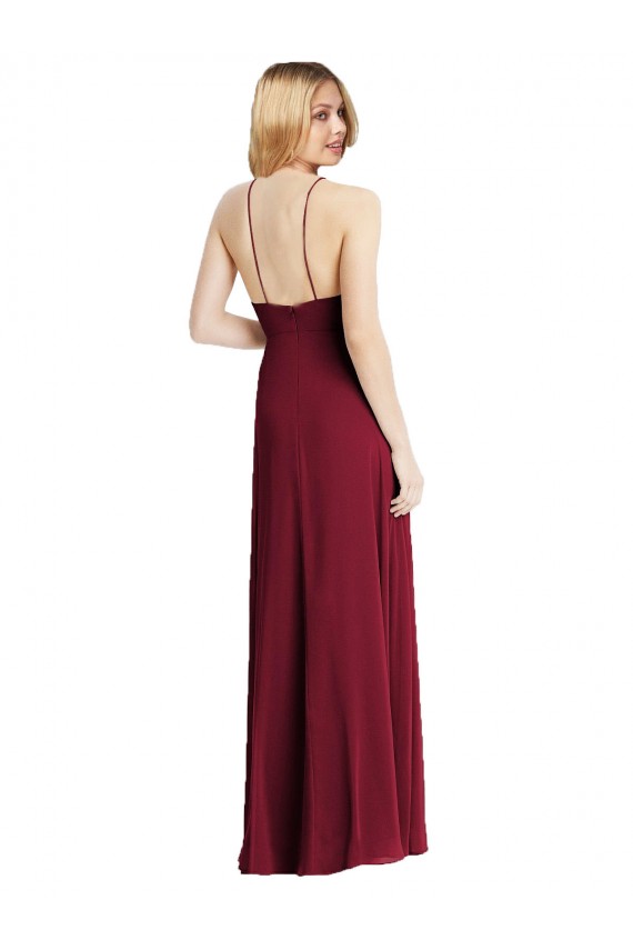 High-Neck Maxi Bridesmaid Dress with Front Slit