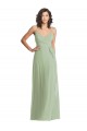 V-Neck Low Back Maxi Formal Wrap Chiffon Bridesmaid Dress