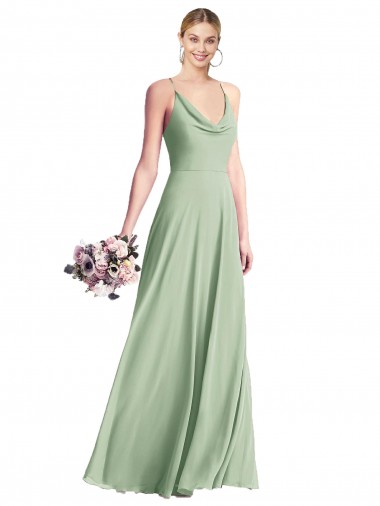 Shop Cowl Neck Criss Cross Back Chiffon Maxi Bridesmaid Dress Calgary