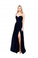Draped A-Line Chiffon Formal Bridesmaid Dress with Spaghetti Straps and High Slit