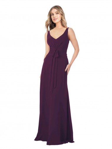 Shop Long Chiffon Bridesmaid Dress with Front Bow Calgary