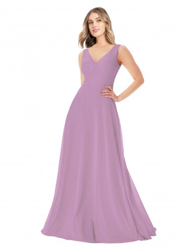 Shop Simple Chiffon V-Neck Bridesmaid Dress with Draped V-Back Calgary