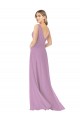 Simple Chiffon V-Neck Bridesmaid Dress with Draped V-Back