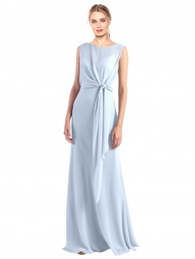 Shop Illusion Boat Neck Long Full Length Chiffon Bridesmaid Dress with Keyhole Back Calgary