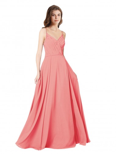 Shop Crossover Bodice Long Chiffon Bridesmaid Dress with Double Back Straps Calgary