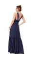 Floor Length Deep V-Neck Ruched Chiffon Long Bridesmaid Dress