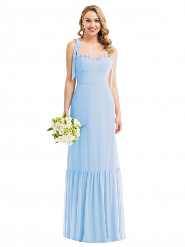 Shop Tie Shoulder Bustier Bodice Ruffle Hem Maxi Bridesmaid Dress Calgary