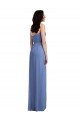 Slim Spaghetti Straps Chiffon Bridesmaid Dress with Front Slit
