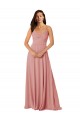 Twist-Knot V-Neck Long Chiffon Bridesmaid Dress with Pockets