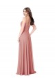 Twist-Knot V-Neck Long Chiffon Bridesmaid Dress with Pockets