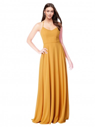 Shop Chiffon A-Line Bridesmaid Dress with Halter Back Calgary