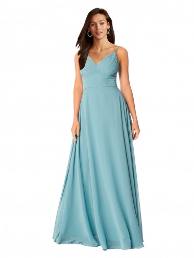 Shop Draped Empire V-Neck Chiffon Bridesmaid Dress Calgary