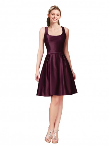 Shop Classic Cocktail Knee Length Satin Bridesmaid Dress / Prom Dress with V Back and Bow Detail Calgary