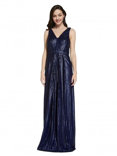 Shop Long V-Neck Sparking Formal Sequin Bridesmaid Dress / Prom Dress with Low V-Back Calgary