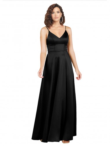 Shop Formal Silky Satin Floor-Length Long Bridesmaid Dress / Prom Dress with V-Neckline Calgary