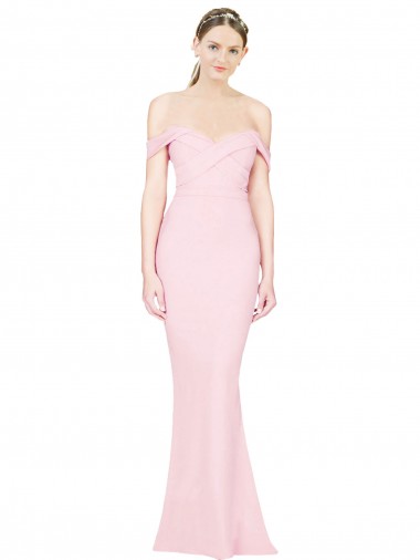 Shop Full Length Off the Shoulder Bridesmaid Dress / Prom Dress with Twist Front Calgary
