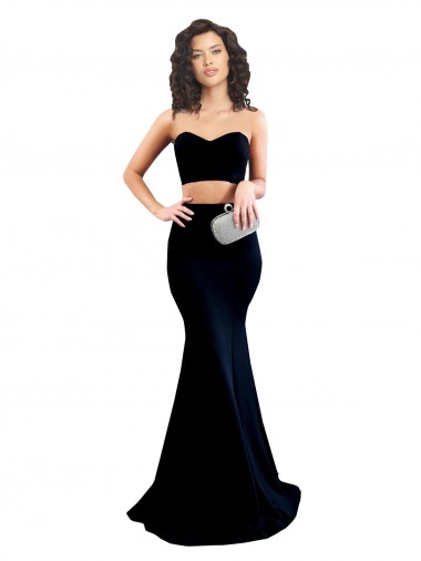 Shop Two Piece High Neck Formal Crepe Bridesmaid Dress / Prom Dress Calgary